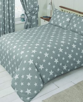 White Star on Kids Grey Single Bedding
