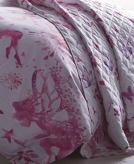 Fairy Princess Quilted Throw , Pink and White Bedspread.