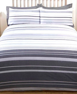 White, Grey, Black  Stripe King Size Duvet - Stratford