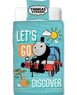 Thomas the Tank Engine Blue Bedding with Thomas and 'LET'S GO DISCOVER'