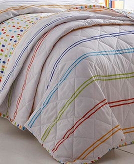 Doodle, Spots and Striped Quilted Throw Childrens Bedspread