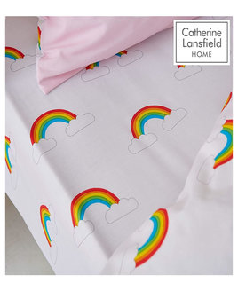 Catherine Lansfield Rainbow Swan Fitted Sheet - Single