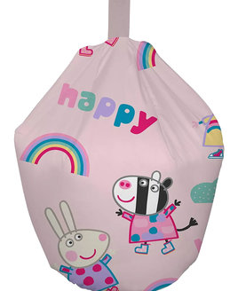 Pink, Peppa Pig Bean Bag. Zoe Zebra, Rebecca Rabbit, Rainbows, Fluffy Clouds and Love Hearts