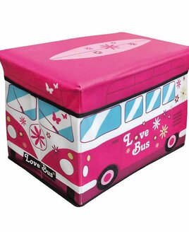 Pink and Blue Camper Van Storage Box with Lid