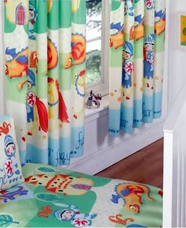 Camelot Nursery Curtains with  Dragons and Knights.