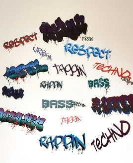 24, Graffiti inspired, peel and stick, bedroom wall stickers.