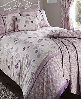 Mauve and White, Floral Themed Single Bedding Set
