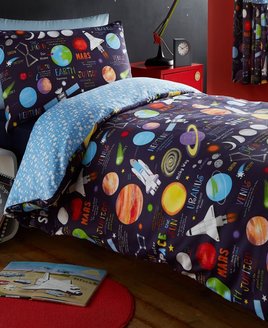 Planets, Rockets and Outer Space, Boys Bedding -  Double Duvet Set