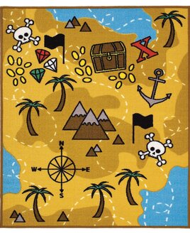 Treasure Hunt Childrens Pirate Rug 100 x 130 cm