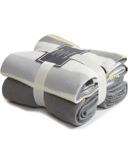 Fleece Blankets, Twin Pack - Grey, Cream, Stripes