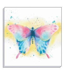 Colourful, Water Colour Butterfly on a White Background Wall Canvas.