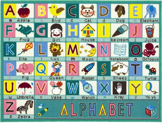 ABC Green Alphabet Rug 100 x 133 cm 