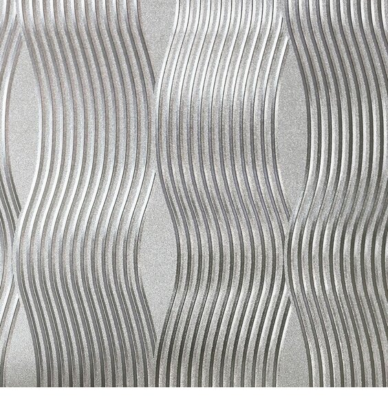 Arthouse Foil Wave Wallpaper - Silver