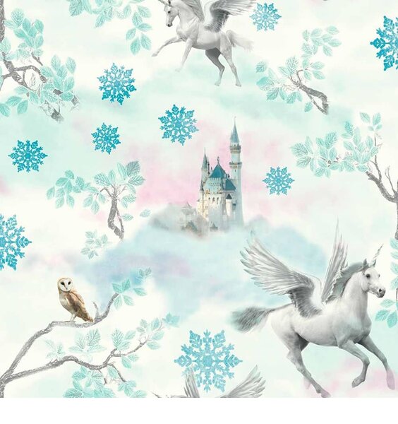 Arthouse Fairytale Unicorn Wallpaper - Blue