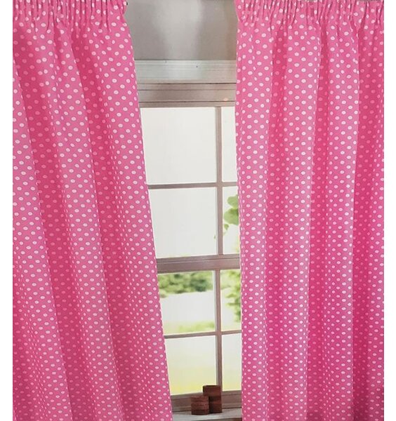 Pink Polka Dot, 100% Cotton Curtains 46 x 54