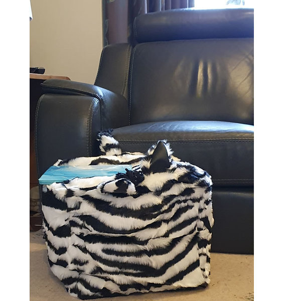 Zebra, Faux Fur, Animal Print Bean Cube, Footstool