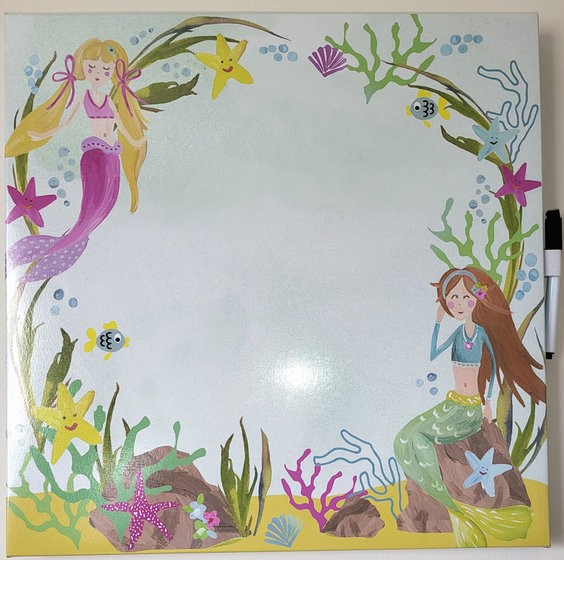 Mermaid World  Girls White Reminder Board,  40 x 40 cm