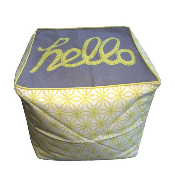 Yellow and Grey Hello Bean Cube or Footstool