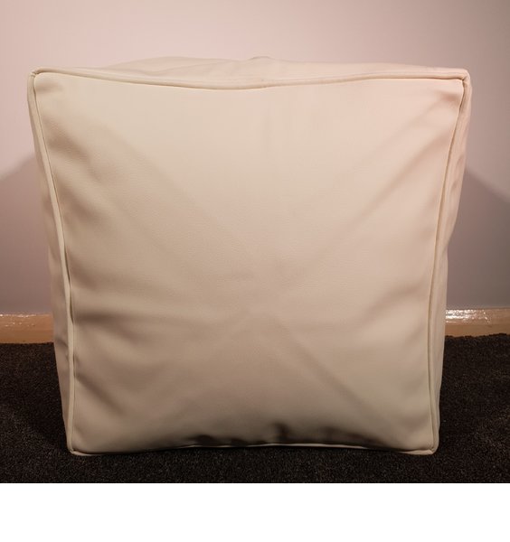 Beige bean cube or footstool in faux leather - 44 x 44 x 44 cm