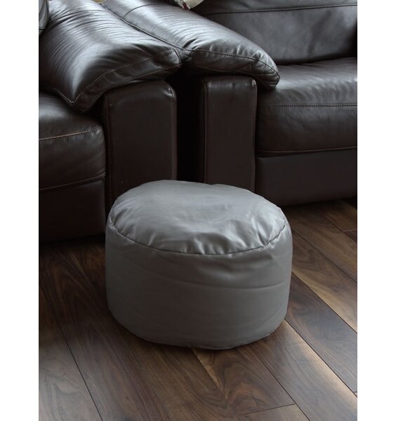 Grey Faux Leather Pouffe Footstool