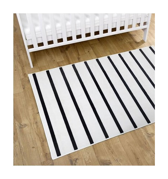 Children S Rugs White With Black Stripes 100 X 150 Cm