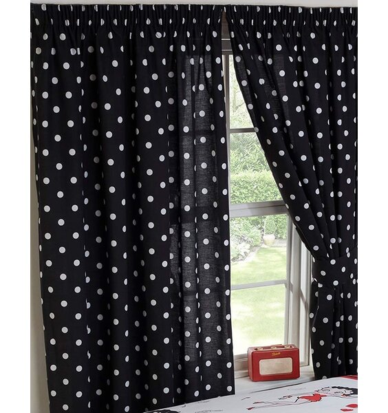 Betty Boo Polka Dot Curtains 72s - Black