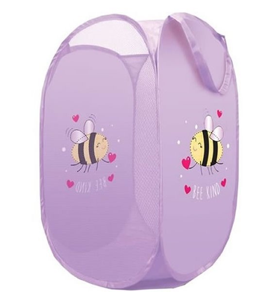 Nylon, Collapsable Pop Tidy. Lilac with a cute Bumble Bee Design.