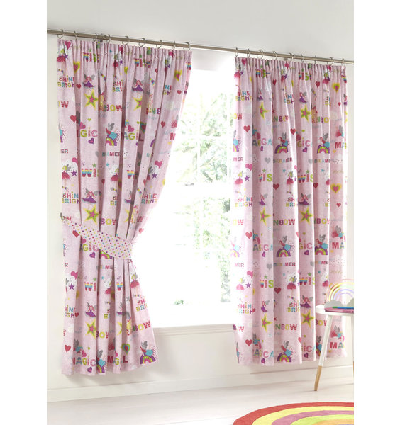 Rainbow Fairies, Girls Pink Bedroom Curtains 72s