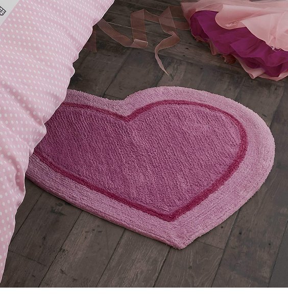 Catherine Lansfield Pink Heart Shaped Rug, Heart Shaped Rug