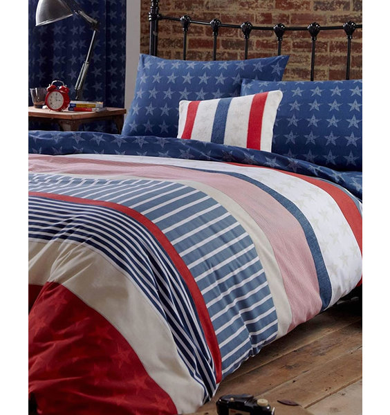 Catherine Lansfield Stars And Stripes, Blue And White Duvet Cover Sets