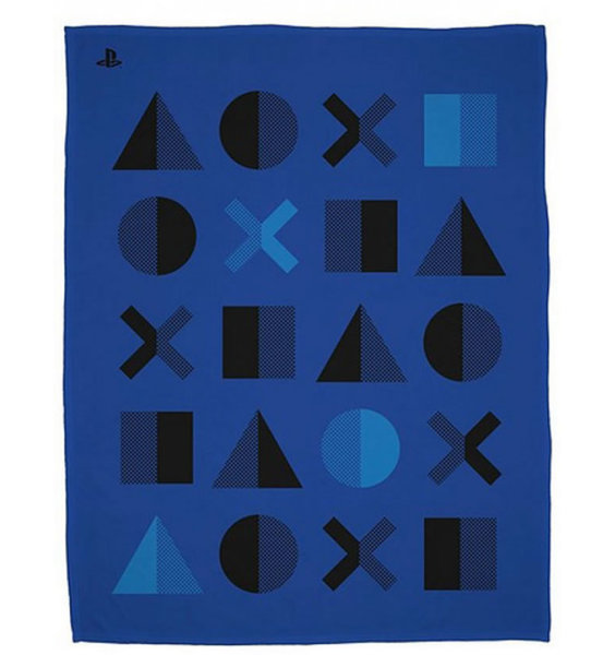 Large blue and black fleece blanket from the Play Station Dots range.