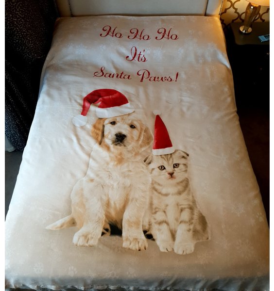 Santa Paws, Puppy and Kitten Christmas King Size Duvet