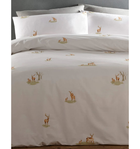 Deer on white bedding