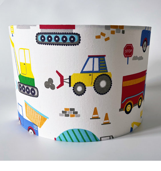 Trucks and Diggers Large Fabric Light Shade