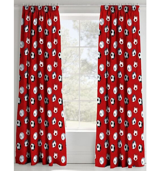 Catherine Lansfield Football Curtains 66 x 72 inch Red