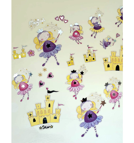 44 Fairy Inspired Quick Sticks - Cute Fairies, Yellow Palaces and Love Hearts.
