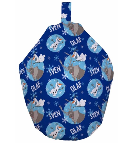 Olaf inspired Bean Bag for Kids. Child Sized, Dark Blue Bean Bag Patterned With Olaf, The Snowman and Snow Flakes