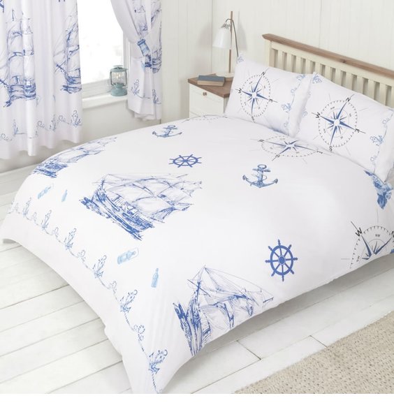 Ships and Anchors, Nautical King Size Bedding