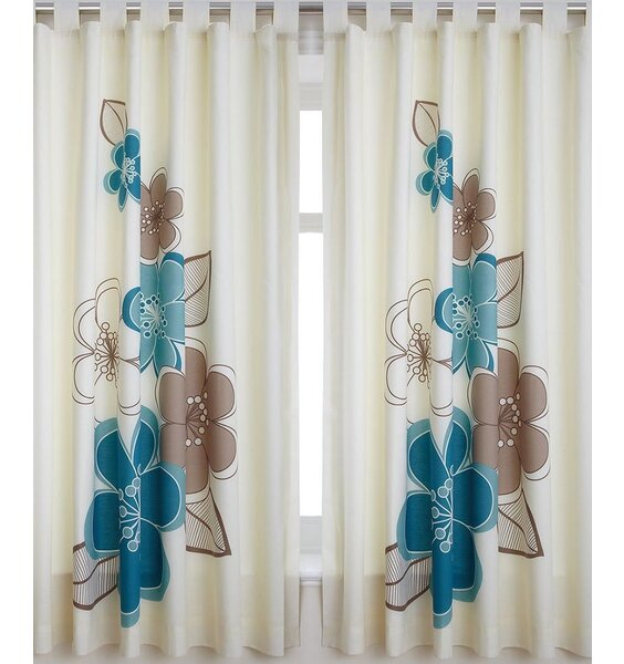 Candice, Teal Floral Print Curtains 72s