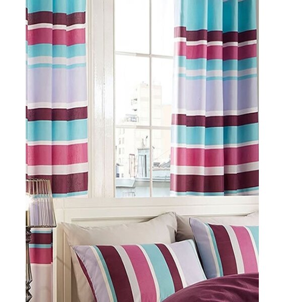 Eyelet Lined Curtains, Blue And White Striped Curtains Uk