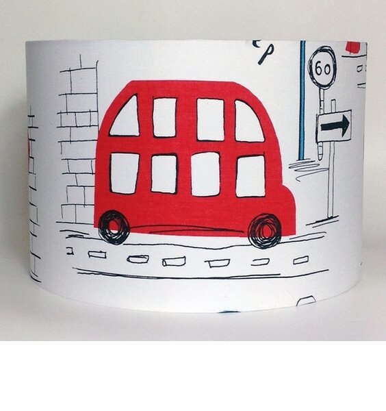 Red Bus, Transport Large Fabric Light Shade
