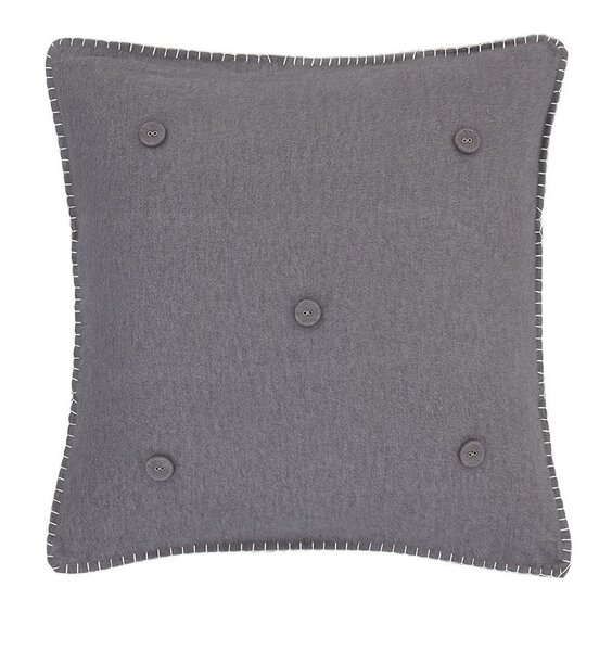 Grey, Brushed Cotton Blanket Stitch Cushion Cover 45 x 45 cm