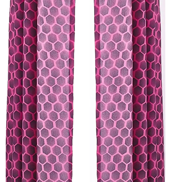 Pink Neon and Black Geometric Designed Curtains
