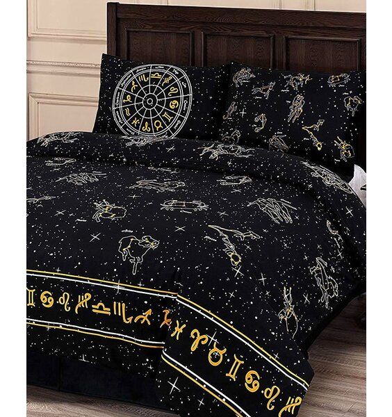 Gold Bedding Horoscope Signs, Black And Beige Duvet Covers