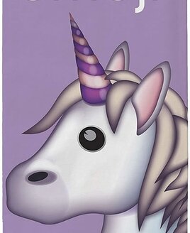 unicorn emoji face towel in purple