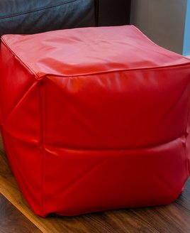 Red Faux Leather Bean Cube