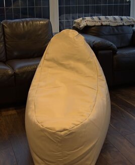 Faux Leather, Large High Backed Gaming Bean Bag - Cream