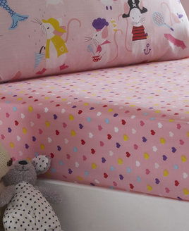 Love Hearts Toddler Cot Bed Junior, Pink Fitted Sheet