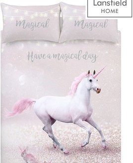 Large White Unicorn and 2 pink bunny unicorns on a pink and white background