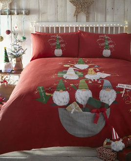 Gonk, Red Christmas Bedding with large grey pocket for Xmas Gifts